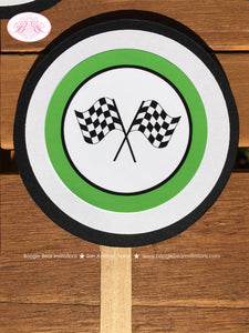 Green Dirt Bike Birthday Party Cupcake Toppers Black Enduro Motocross Motorcycle Sports Off Road Track Boogie Bear Invitations Dwayne Theme