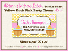 Load image into Gallery viewer, Yellow Rubber Duck Baby Shower Invitation Little Duckie Ducky Pink Girl Bath Boogie Bear Invitations Beth Theme Paperless Printable Printed
