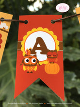 Load image into Gallery viewer, Thanksgiving Owls Party Pennant Cake Banner Topper Birthday Boy Girl Turkey Pumpkin Autumn Fall Gobble Boogie Bear Invitations Rylan Theme