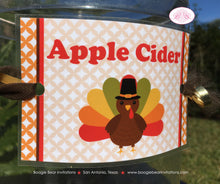 Load image into Gallery viewer, Little Turkey Party Beverage Card Wrap Birthday Drink Label Girl Boy Gobble Fall Thanksgiving Pumpkin Boogie Bear Invitations Jayden Theme