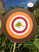 Load image into Gallery viewer, Dinosaur Birthday Party Centerpiece Sticks Red Orange Green Brown Boy Jurassic Prehistoric Dino Fossil Boogie Bear Invitations Michael Theme