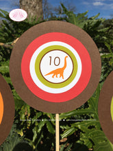 Load image into Gallery viewer, Dinosaur Birthday Party Centerpiece Sticks Red Orange Green Brown Boy Jurassic Prehistoric Dino Fossil Boogie Bear Invitations Michael Theme