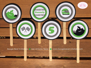 ATV Birthday Party Cupcake Toppers Quad Boy Girl Green Black 4 Wheeler Off Road All Terrain Vehicle Boogie Bear Invitations Dannely Theme