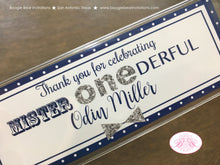 Load image into Gallery viewer, Mr Wonderful Birthday Party Bookmarks Favor Gift Boy Polka Dot Mister Onederful Navy Blue Silver Grey 1st Boogie Bear Invitations Odin Theme