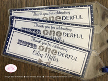 Load image into Gallery viewer, Mr Wonderful Birthday Party Bookmarks Favor Gift Boy Polka Dot Mister Onederful Navy Blue Silver Grey 1st Boogie Bear Invitations Odin Theme