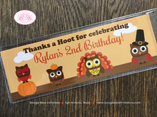 Load image into Gallery viewer, Thanksgiving Owls Party Bookmarks Birthday Favor Boy Girl Turkey Pumpkin Autumn Farm Gobble Bird Country Boogie Bear Invitations Rylan Theme
