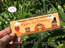 Load image into Gallery viewer, Thanksgiving Owls Party Bookmarks Birthday Favor Boy Girl Turkey Pumpkin Autumn Farm Gobble Bird Country Boogie Bear Invitations Rylan Theme