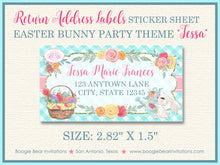 Load image into Gallery viewer, Easter Bunny Birthday Party Invitation Egg Hunt Girl Flower Pink Spring Aqua Boogie Bear Invitations Tessa Theme Paperless Printable Printed