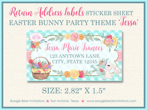 Easter Bunny Birthday Party Invitation Egg Hunt Girl Flower Pink Spring Aqua Boogie Bear Invitations Tessa Theme Paperless Printable Printed