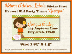 Autumn Harvest Girl Birthday Party Invitation Fall Country Pumpkin Farm Boogie Bear Invitations Georgia Theme Paperless Printable Printed