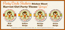 Load image into Gallery viewer, Autumn Harvest Girl Party Circle Stickers Birthday Sheet Round Fall Pumpkin Country Forest Woodland Boogie Bear Invitations Georgia Theme