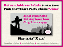 Load image into Gallery viewer, Snowboarding Birthday Party Invitation Pink Girl Mountain Snow Board Ride Snowboard Black Sports Boogie Bear Invitations Jenai Theme Printed