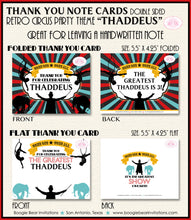 Load image into Gallery viewer, Circus Showman Party Thank You Card Birthday Animals Boy Girl Big Top 3 Ring Carnival Show Boogie Bear Invitations Thaddeus Theme Printed