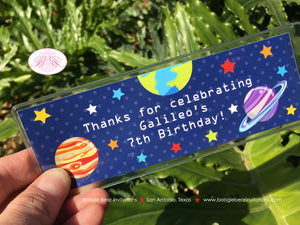 Outer Space Birthday Party Bookmarks Favor Girl Boy Planets Astronaut Galaxy Stars Solar System Travel Boogie Bear Invitations Galileo Theme