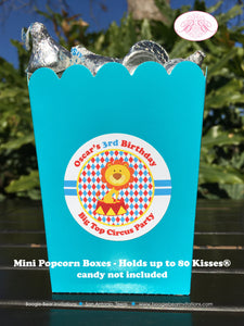 Circus Animals Party Popcorn Boxes Mini Food Birthday Girl Boy Zoo Red Blue Yellow Zoo Big Top Showman Boogie Bear Invitations Oscar Theme