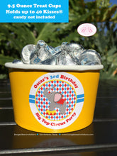 Load image into Gallery viewer, Circus Animals Party Treat Cups Candy Buffet Appetizer Food Birthday Girl Boy Red Blue Yellow Showman Boogie Bear Invitations Oscar Theme