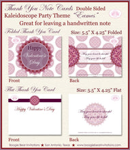 Load image into Gallery viewer, Valentine Party Thank You Card Birthday Day Love Kaleidoscope Purple Pink Red Radial Pattern 1st Boogie Bear Invitations Eames Theme Printed