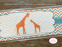 Load image into Gallery viewer, Orange Giraffe Baby Shower Bookmarks Favor Boy Girl Party Aqua Teal Turquoise Chevron Wild Africa Little Boogie Bear Invitations Kelly Theme