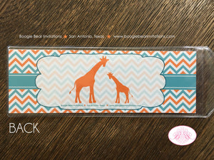 Orange Giraffe Baby Shower Bookmarks Favor Boy Girl Party Aqua Teal Turquoise Chevron Wild Africa Little Boogie Bear Invitations Kelly Theme