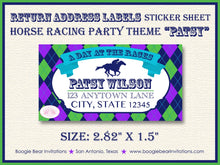 Load image into Gallery viewer, Horse Racing Birthday Party Invitation Purple Green Kentucky Derby Jockey Boogie Bear Invitations Patsy Theme Paperless Printable Printed
