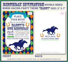 Load image into Gallery viewer, Horse Racing Birthday Party Invitation Jockey Kentucky Derby Orange Green Boogie Bear Invitations Marty Theme Paperless Printable Printed