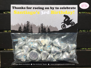 Yellow Dirt Bike Party Treat Bag Toppers Birthday Folded Favor Enduro Motocross Motorcycle Racing Boogie Bear Invitations Santiago Theme