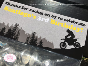 Yellow Dirt Bike Party Treat Bag Toppers Birthday Folded Favor Enduro Motocross Motorcycle Racing Boogie Bear Invitations Santiago Theme