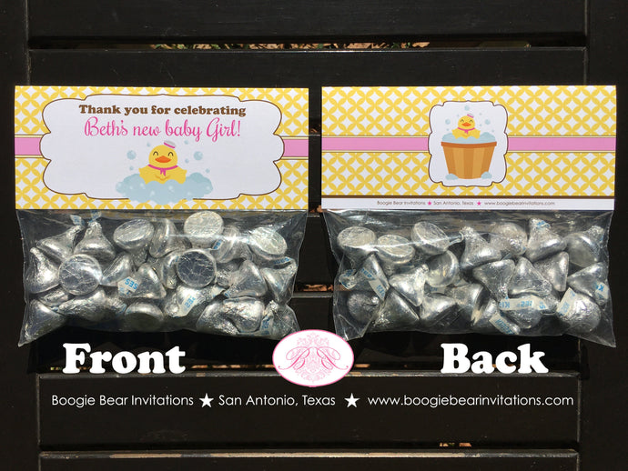 Yellow Rubber Duck Baby Shower Folded Treat Bag Toppers Label Girl Pink Little Duckie Party Sailor Chick Boogie Bear Invitations Beth Theme