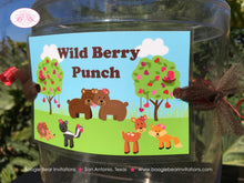 Load image into Gallery viewer, Valentine Woodland Party Beverage Card Wrap Drink Label Birthday Forest Animals Day Red Pink Heart Love Boogie Bear Invitations Amelie Theme