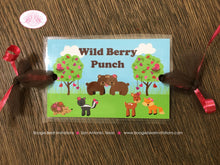 Load image into Gallery viewer, Valentine Woodland Party Beverage Card Wrap Drink Label Birthday Forest Animals Day Red Pink Heart Love Boogie Bear Invitations Amelie Theme
