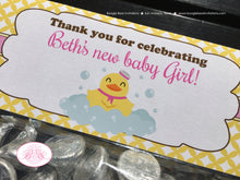 Load image into Gallery viewer, Yellow Rubber Duck Baby Shower Folded Treat Bag Toppers Label Girl Pink Little Duckie Party Sailor Chick Boogie Bear Invitations Beth Theme