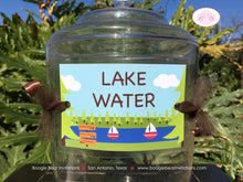 Load image into Gallery viewer, Lake Fun Birthday Party Beverage Card Drink Label Sign Wrap Sail Boat Forest Park Summer Swim Camp River Boogie Bear Invitations Jamie Theme