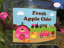 Load image into Gallery viewer, Fall Farm Party Beverage Card Wrap Drink Label Sign Birthday Pumpkin Pink Barn Autumn Country Girl Boogie Bear Invitations Susannah Theme
