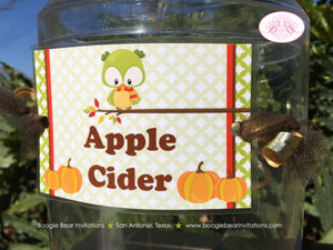 Woodland Animals Party Beverage Card Wrap Drink Label Birthday Fall Forest Fox Bird Owl Farm Country Boogie Bear Invitations Autumn Theme