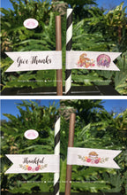 Load image into Gallery viewer, Thanksgiving Party Pennant Straws Birthday Paper Beverage Drink Birthday Cornucopia Formal Fall Autumn Boogie Bear Invitations Cooke Theme