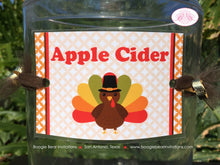 Load image into Gallery viewer, Little Turkey Party Beverage Card Wrap Birthday Drink Label Girl Boy Gobble Fall Thanksgiving Pumpkin Boogie Bear Invitations Jayden Theme