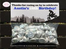 Load image into Gallery viewer, Blue Dirt Bike Party Treat Bag Toppers Birthday Folded Favor Enduro Motocross Motorcycle Racing Race Boogie Bear Invitations Austin Theme