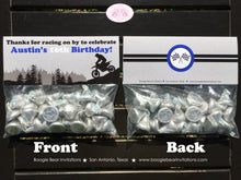 Load image into Gallery viewer, Blue Dirt Bike Party Treat Bag Toppers Birthday Folded Favor Enduro Motocross Motorcycle Racing Race Boogie Bear Invitations Austin Theme
