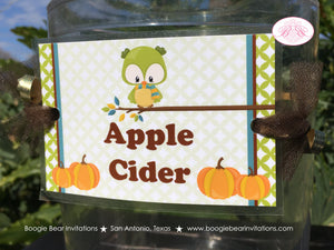 Woodland Animals Party Beverage Card Wrap Drink Label Birthday Fall Forest Fox Bird Owl Autumn Harvest Boogie Bear Invitations Asher Theme