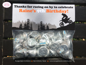 Orange Dirt Bike Party Treat Bag Toppers Birthday Folded Favor Boy Enduro Motocross Motorcycle Racing Boogie Bear Invitations Raine Theme