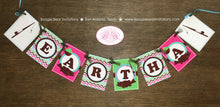 Load image into Gallery viewer, Bass Fish Fishing Birthday Party Banner Girl Pink Green Brown Aqua Blue Rustic River Rod Pole Bob Reel Boogie Bear Invitations Eartha Theme