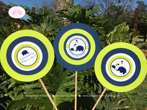 Blue Elephant Baby Shower Centerpiece Sticks Party Boy Navy Lime Green Chevron Wild Zoo Animals Love Boogie Bear Invitations Sloane Theme