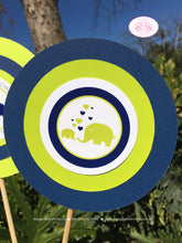 Load image into Gallery viewer, Blue Elephant Baby Shower Centerpiece Sticks Party Boy Navy Lime Green Chevron Wild Zoo Animals Love Boogie Bear Invitations Sloane Theme