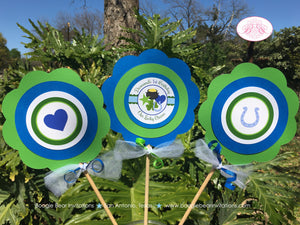 Blue Lucky Charm Party Centerpiece Sticks Lucky Green Shamrock Clover Boy St Patricks Day Boogie Bear Invitations Desmond Theme