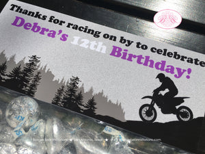 Purple Dirt Bike Party Treat Bag Toppers Birthday Folded Favor Girl Enduro Motocross Racing Race Track Boogie Bear Invitations Debra Theme