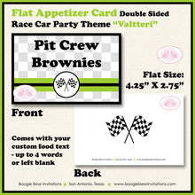 Load image into Gallery viewer, Race Car Birthday Party Favor Card Tent Appetizer Place Lime Green Boy Girl Racing Driver Kid Boogie Bear Invitations Valtteri Theme Printed
