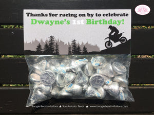 Green Dirt Bike Party Treat Bag Toppers Birthday Folded Favor Enduro Motocross Racing Track Mountain Boogie Bear Invitations Dwayne Theme