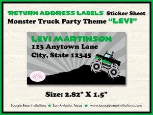 Monster Truck Birthday Party Invitation Green Boy Girl Event Show Arena Rally Boogie Bear Invitations Levi Theme Paperless Printable Printed