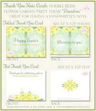 Load image into Gallery viewer, Flower Garden Green Thank You Card Note Party Day Easter Brunch Holiday Dinner Green Birthday Boogie Bear Invitations Davidson Theme Printed