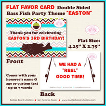 Load image into Gallery viewer, Bass Fish Birthday Favor Party Card Tent Place Food Appetizer Folded Tag Fishing Rod Pole Reel Boy Girl Boogie Bear Invitations Easton Theme